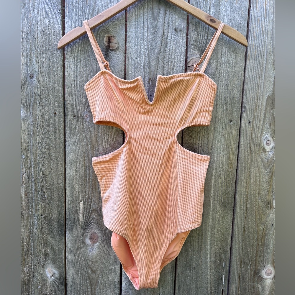 Aerie Orange Cutout One Piece Swimsuit